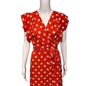 3 For $15 Red White Polka Dot Ruffle Wrap Dress